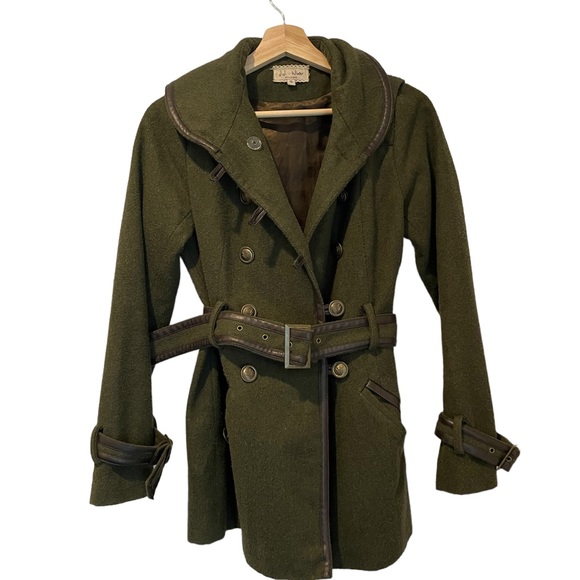 Army Green Winter Pea Coat - Picture 2 of 6